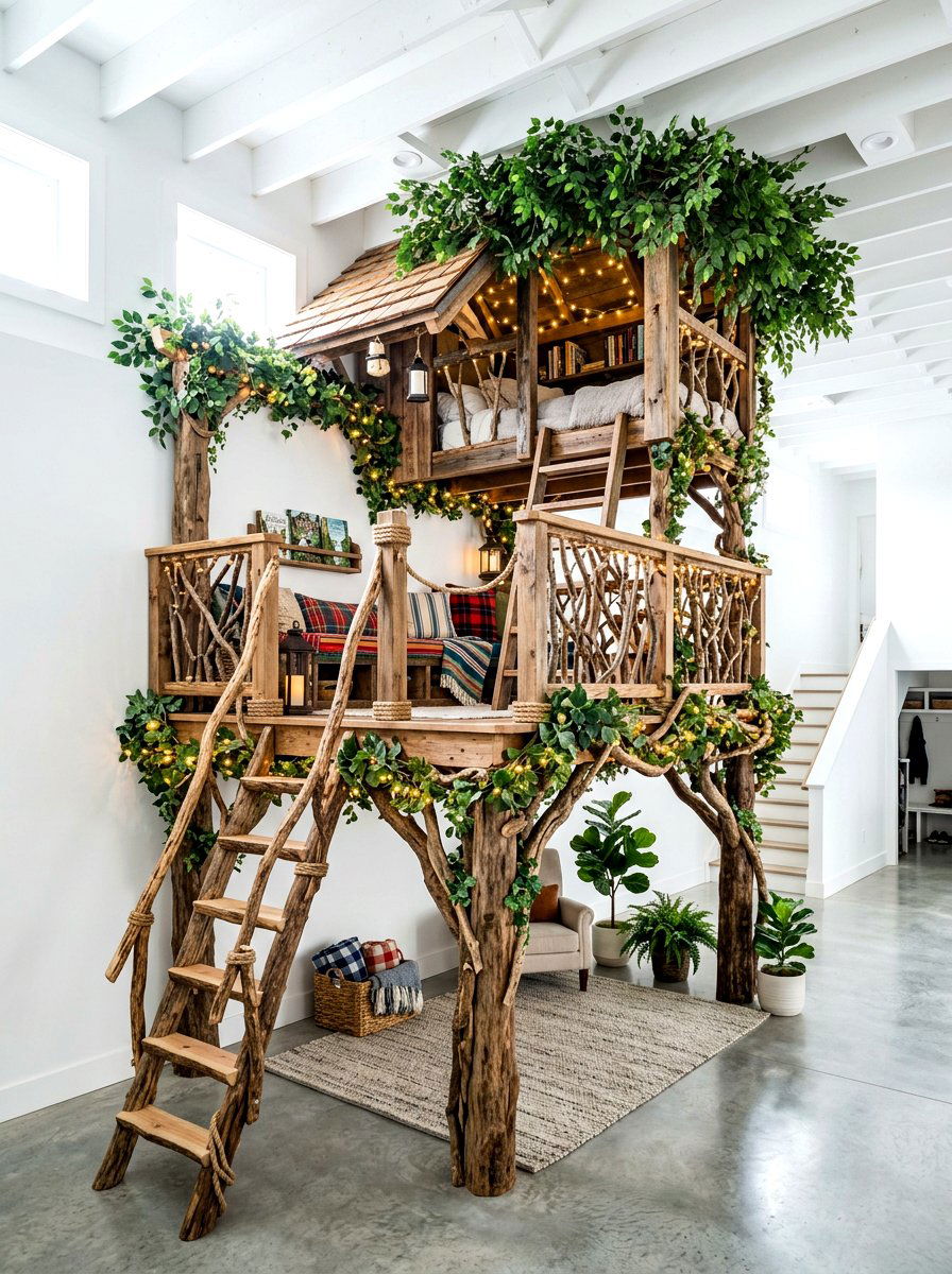 Indoor Tree House - 30 basement playroom ideas