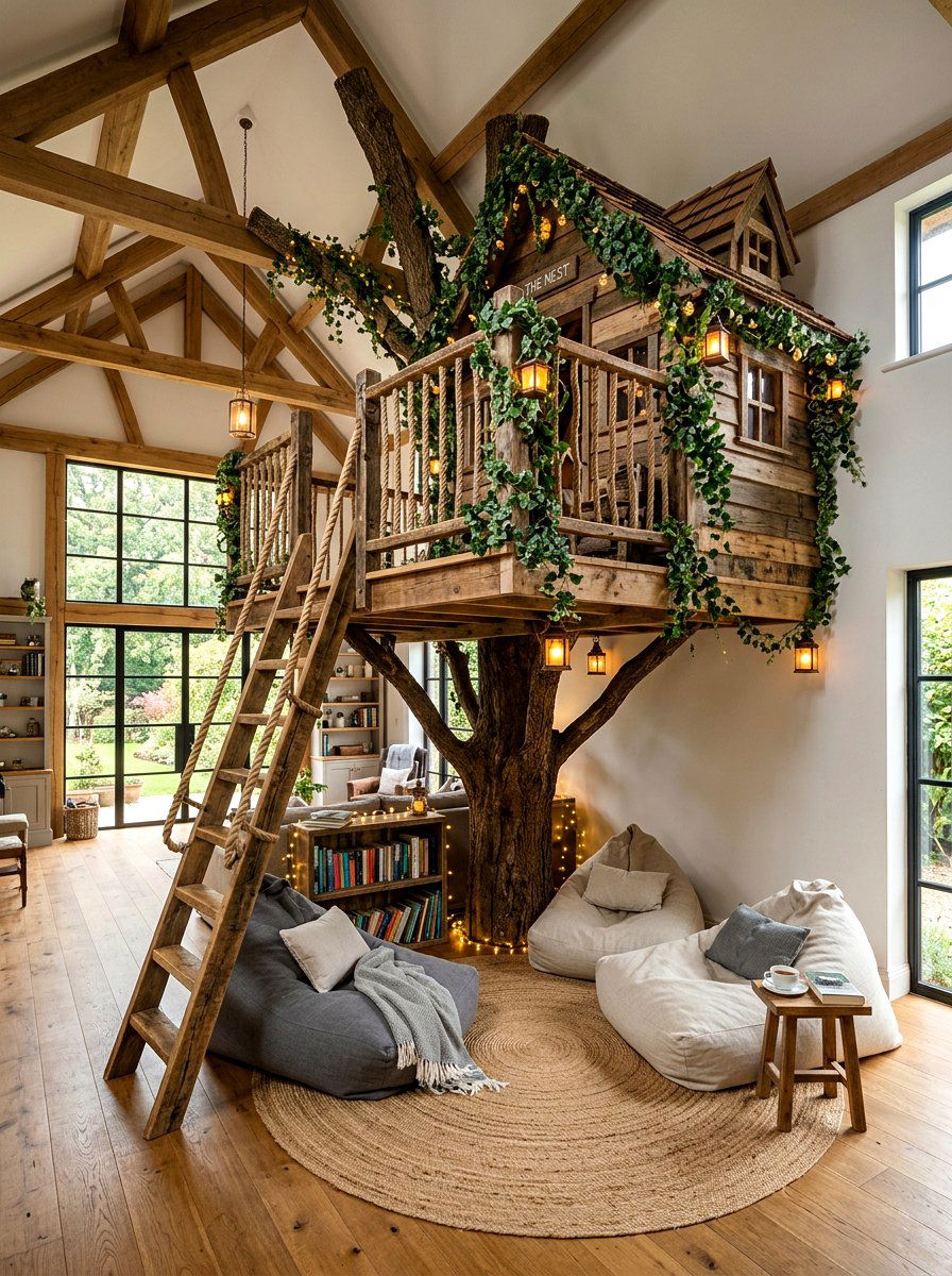 Indoor Treehouse - 30 playroom ideas