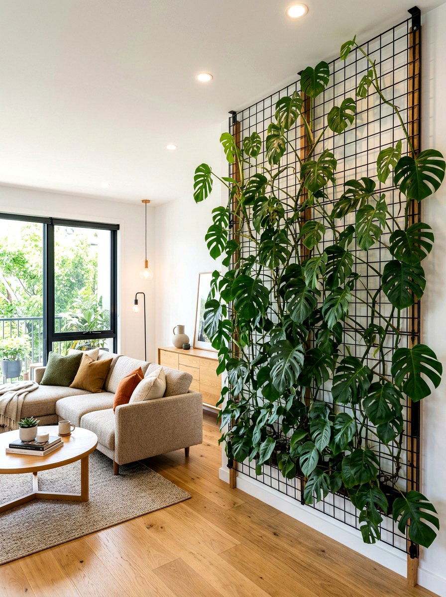 Indoor Trellis Plant Wall - 30 indoor vertical garden ideas