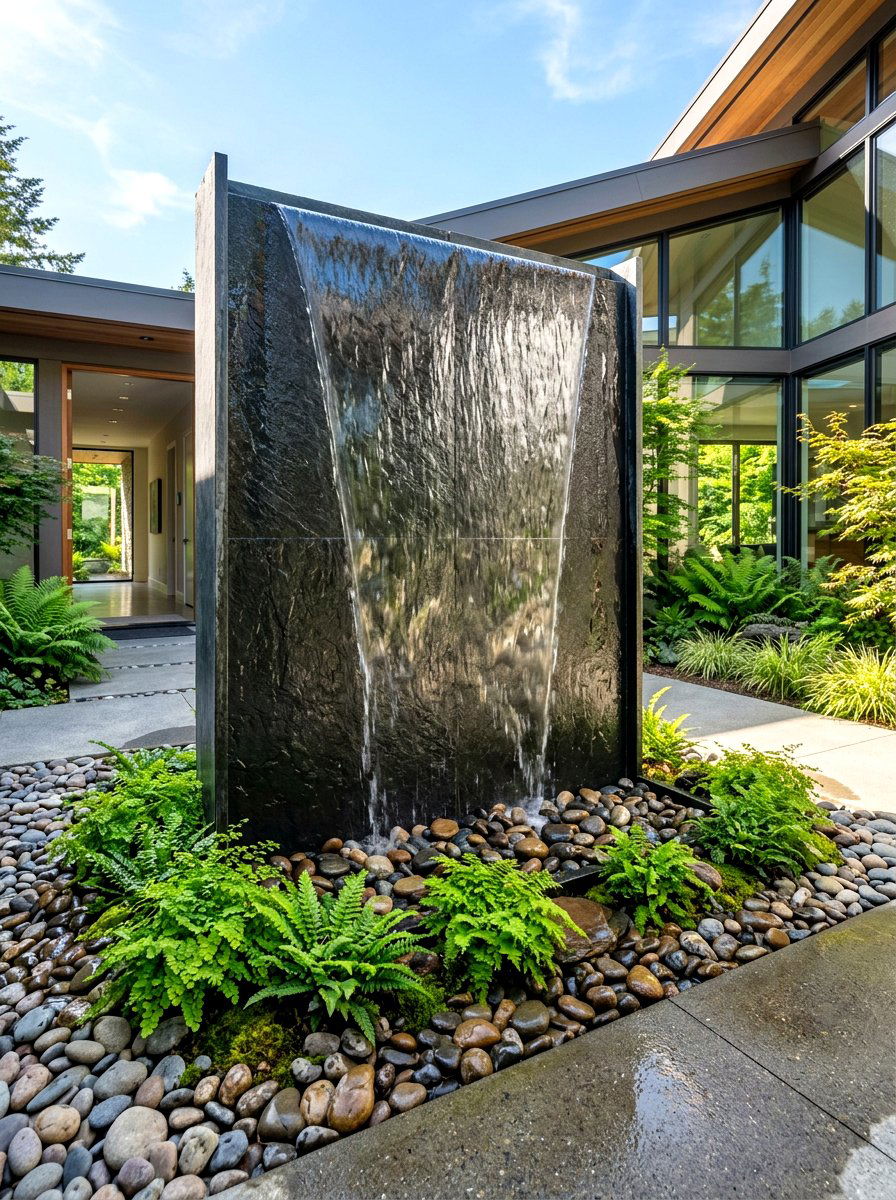 Indoor Water Fountain - 30 quiet room decor ideas
