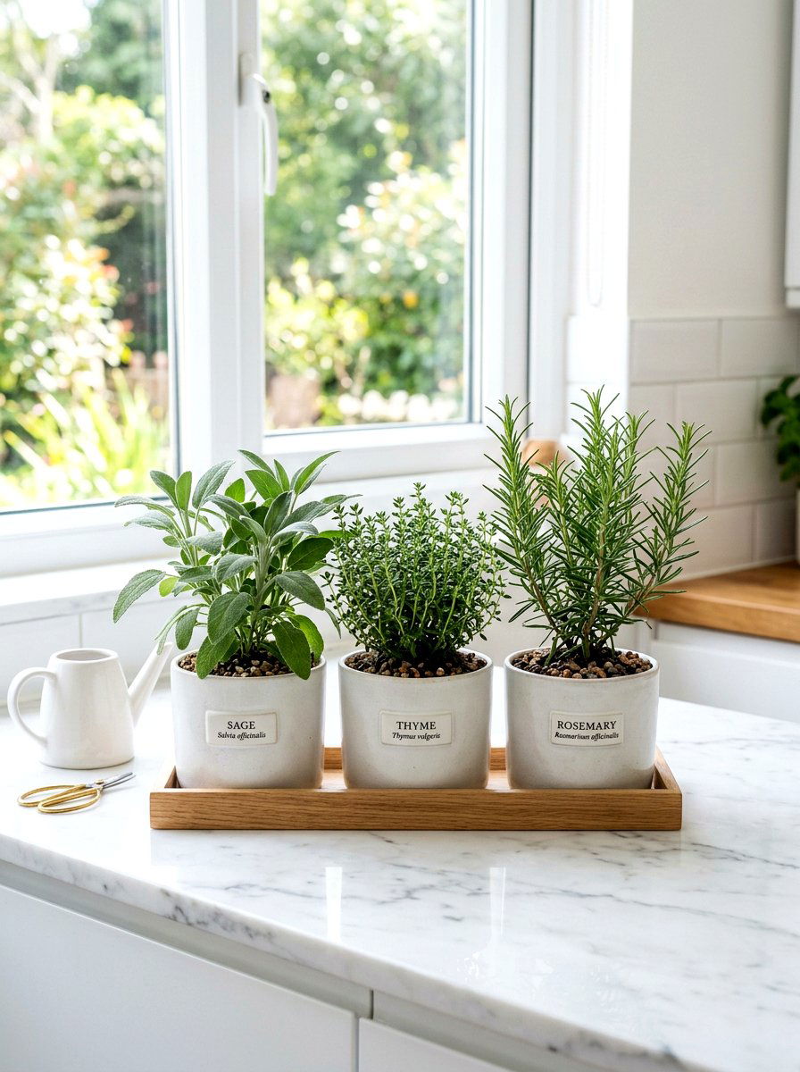 Indoor Windowsill Herb Kit - 30 compact kitchen garden ideas