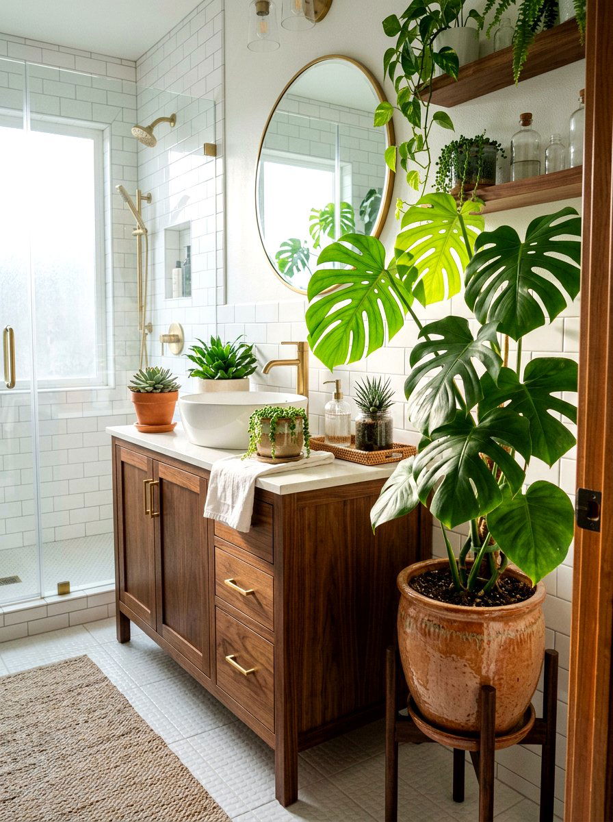 Indoor bathroom plants - 30 mid century bathroom ideas