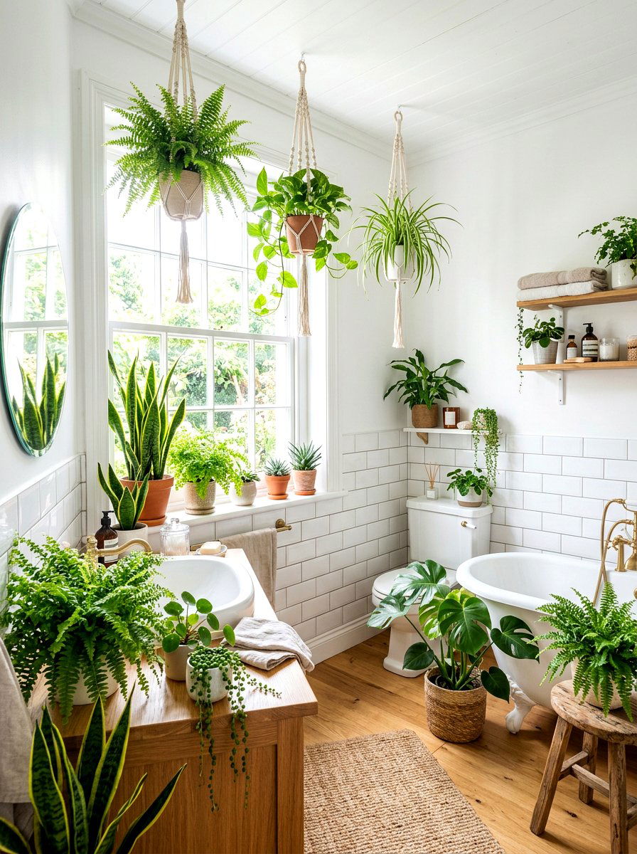 Indoor bathroom plants - 30 bathroom makeover ideas