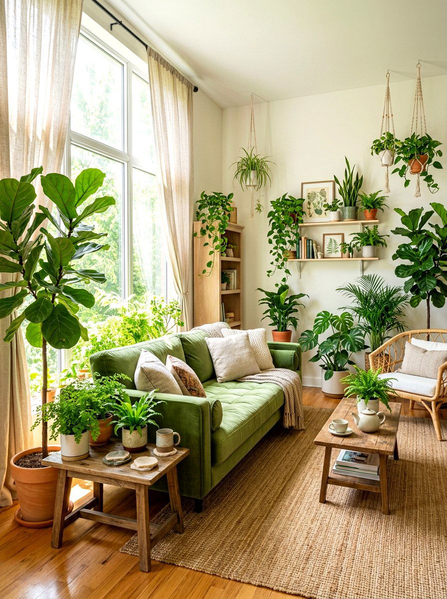 Indoor garden living room - 30 garden inspired spring decor ideas