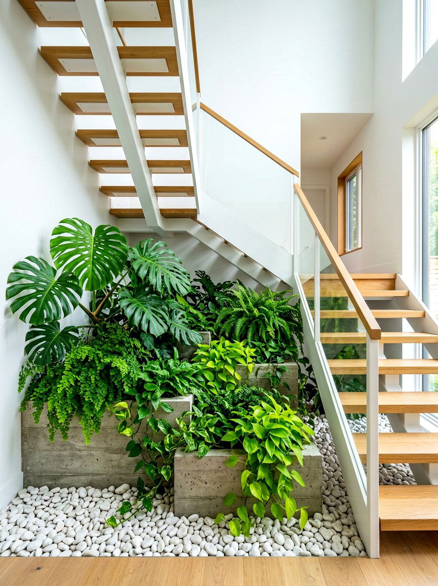 Indoor garden under stairs - 30 stair nook decor ideas
