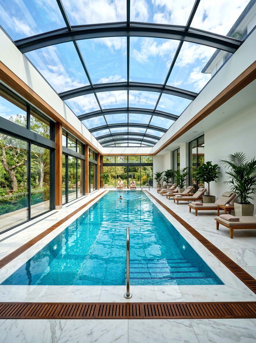 Indoor glass ceiling pool - 30 modern pool ideas