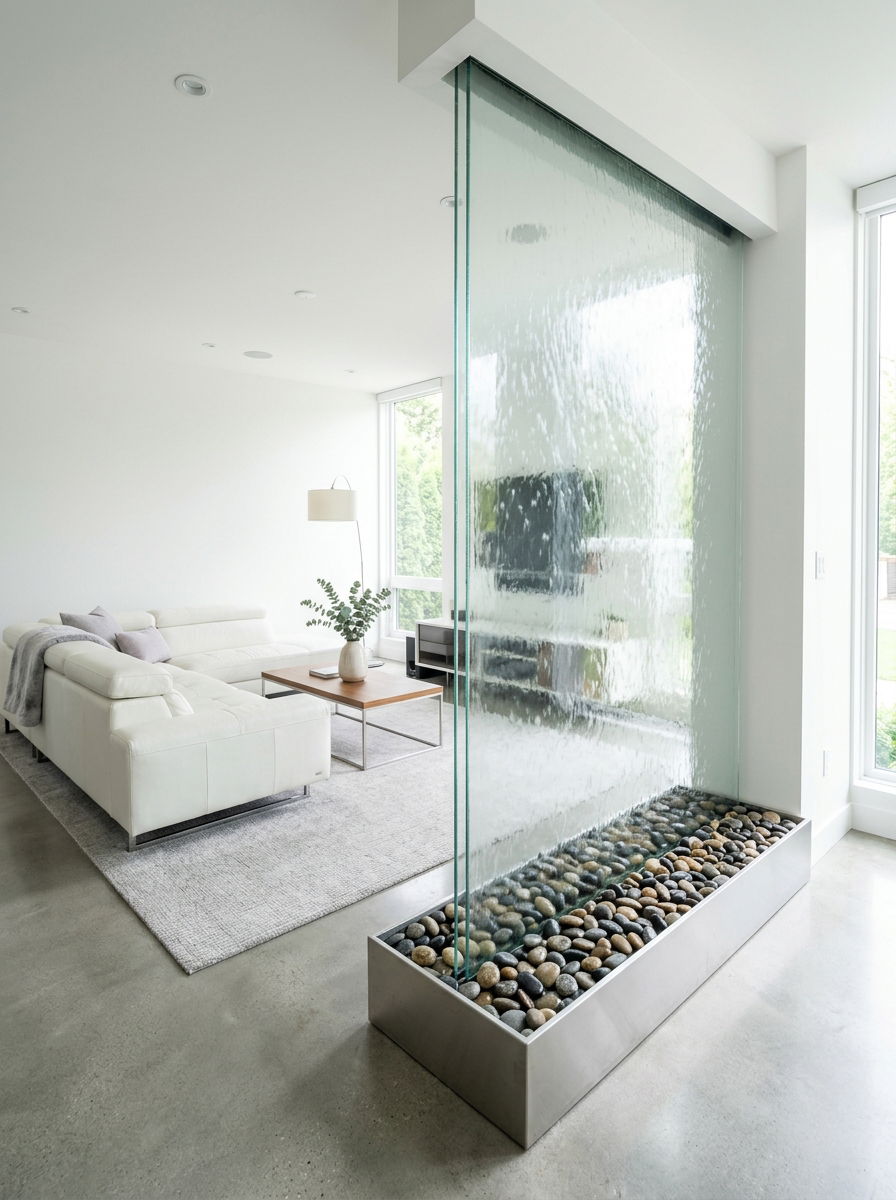 Indoor glass water wall - 30 wall fountain ideas
