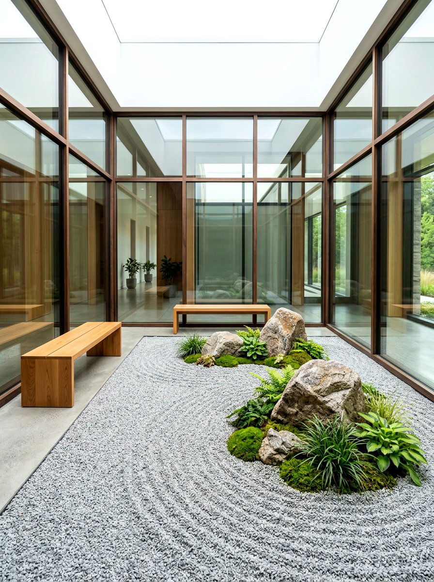 Indoor gravel courtyard - 30 indoor courtyard home ideas