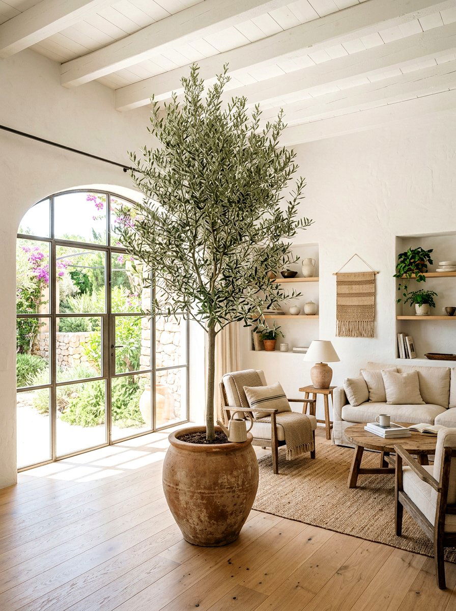 Indoor olive tree lounge - 30 warm Mediterranean lounge ideas