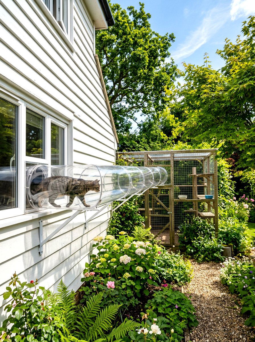 Indoor outdoor cat tunnel - 30 catio ideas
