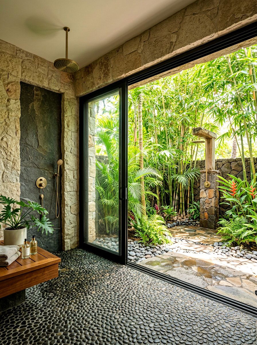 Indoor outdoor shower design - 30 spa shower bathroom ideas