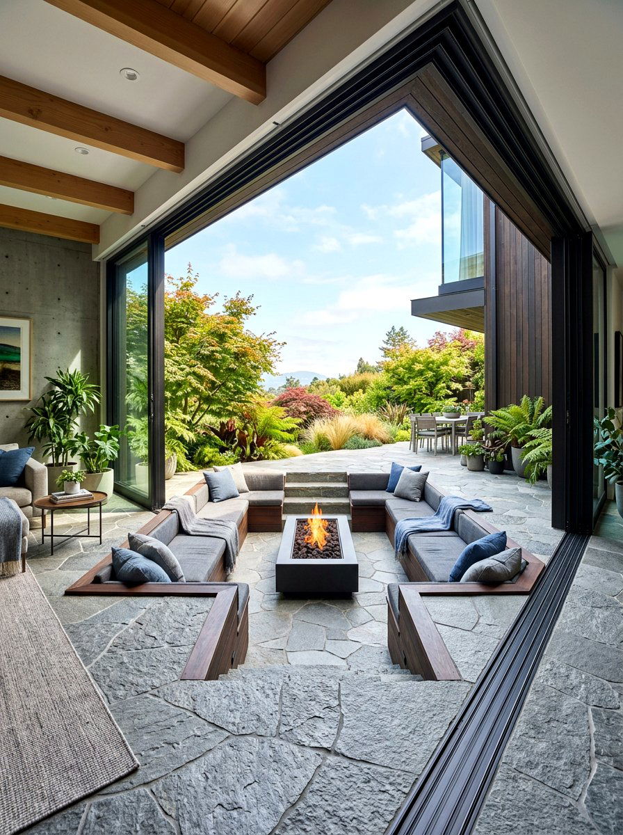 Indoor outdoor sunken pit - 30 sunken conversation pit ideas