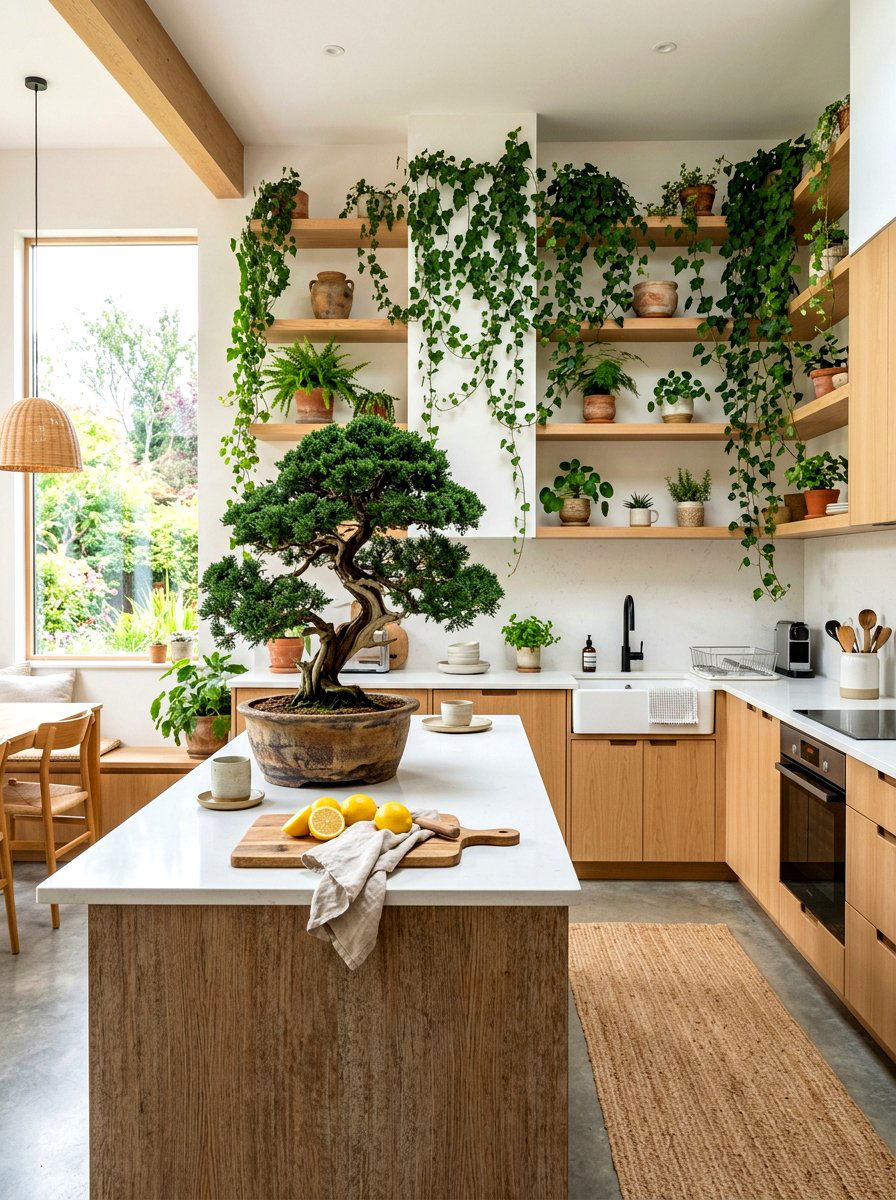Indoor plant kitchen - 30 Japandi kitchen ideas