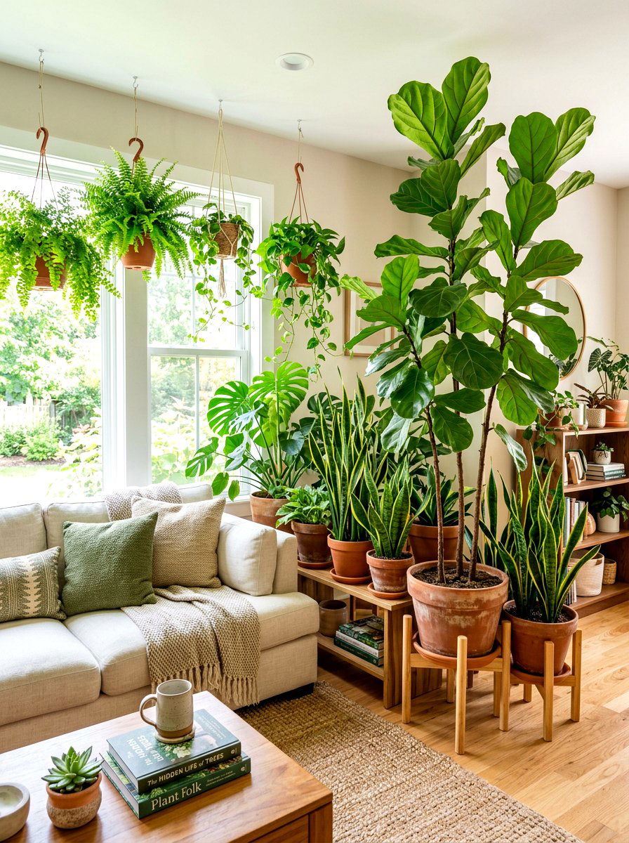 Indoor plant living room - 30 restorative living room ideas