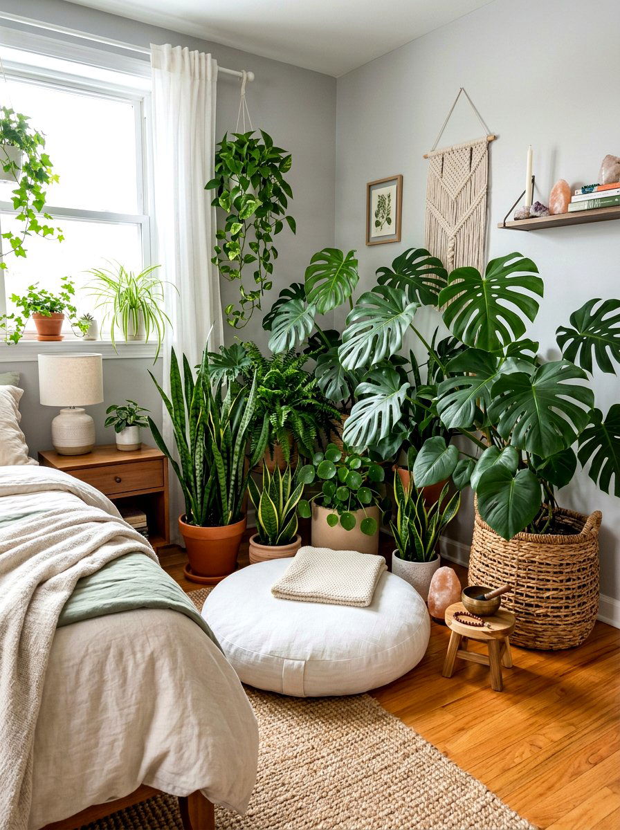Indoor plant meditation corner bedroom - 30 meditation corner bedroom ideas