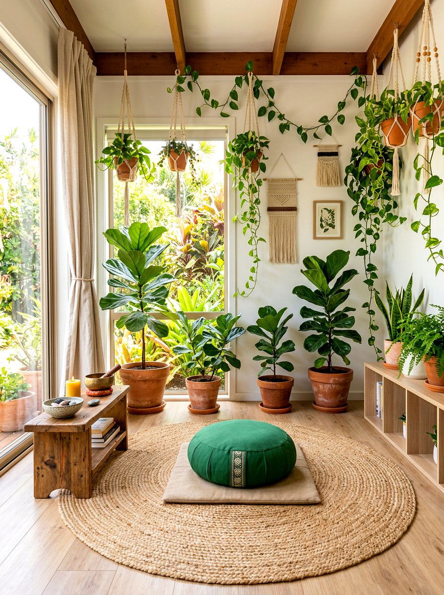 Indoor plant meditation room - 30 sunrise meditation space ideas