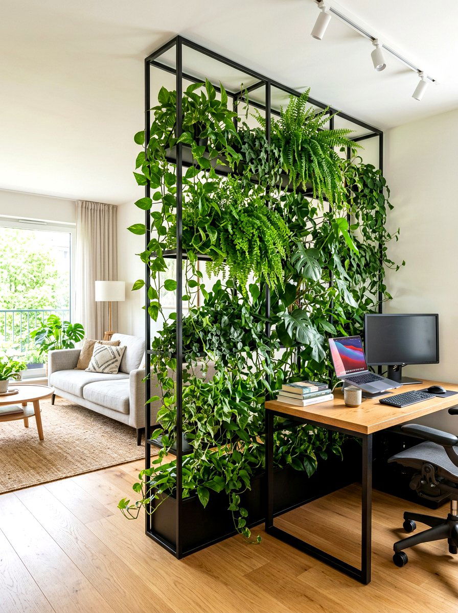 Indoor plant walls - 30 broken floor plan apartment ideas