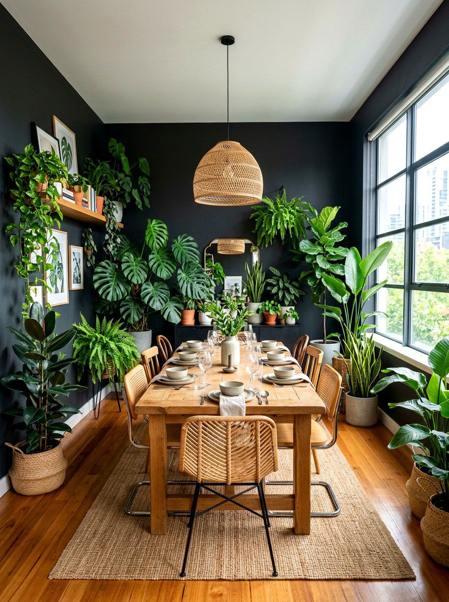 Indoor plants - 30 moody supper club dining ideas