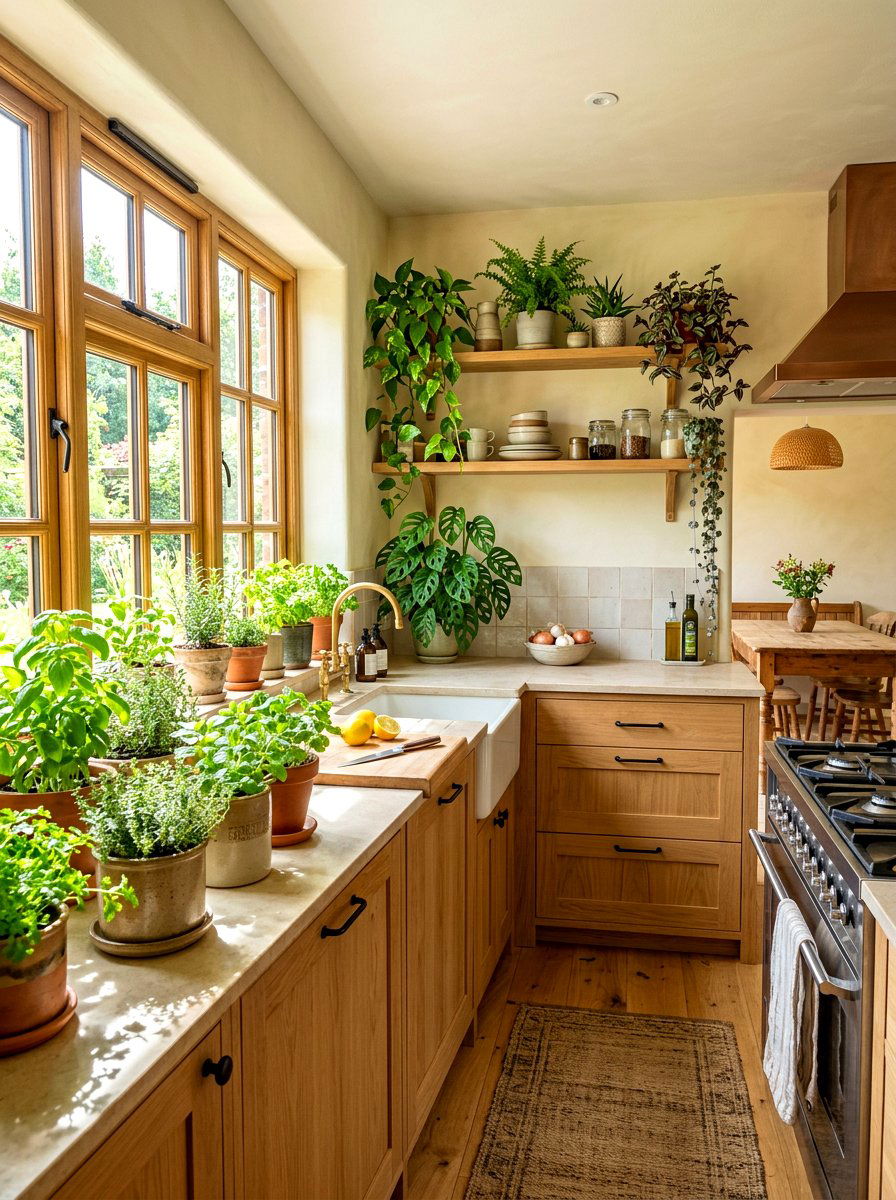 Indoor plants kitchen decor - 30 wabi sabi kitchen ideas