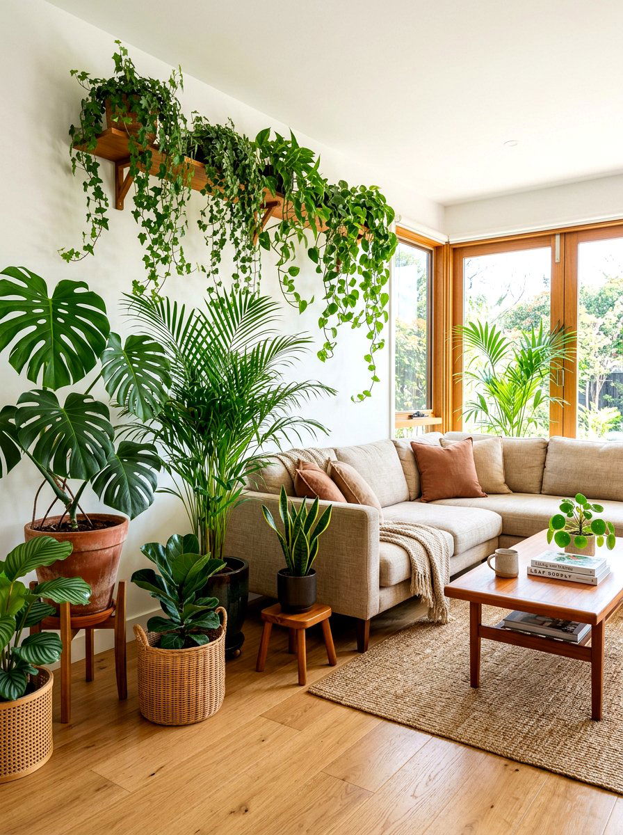 Indoor plants - 30 seventies living room ideas