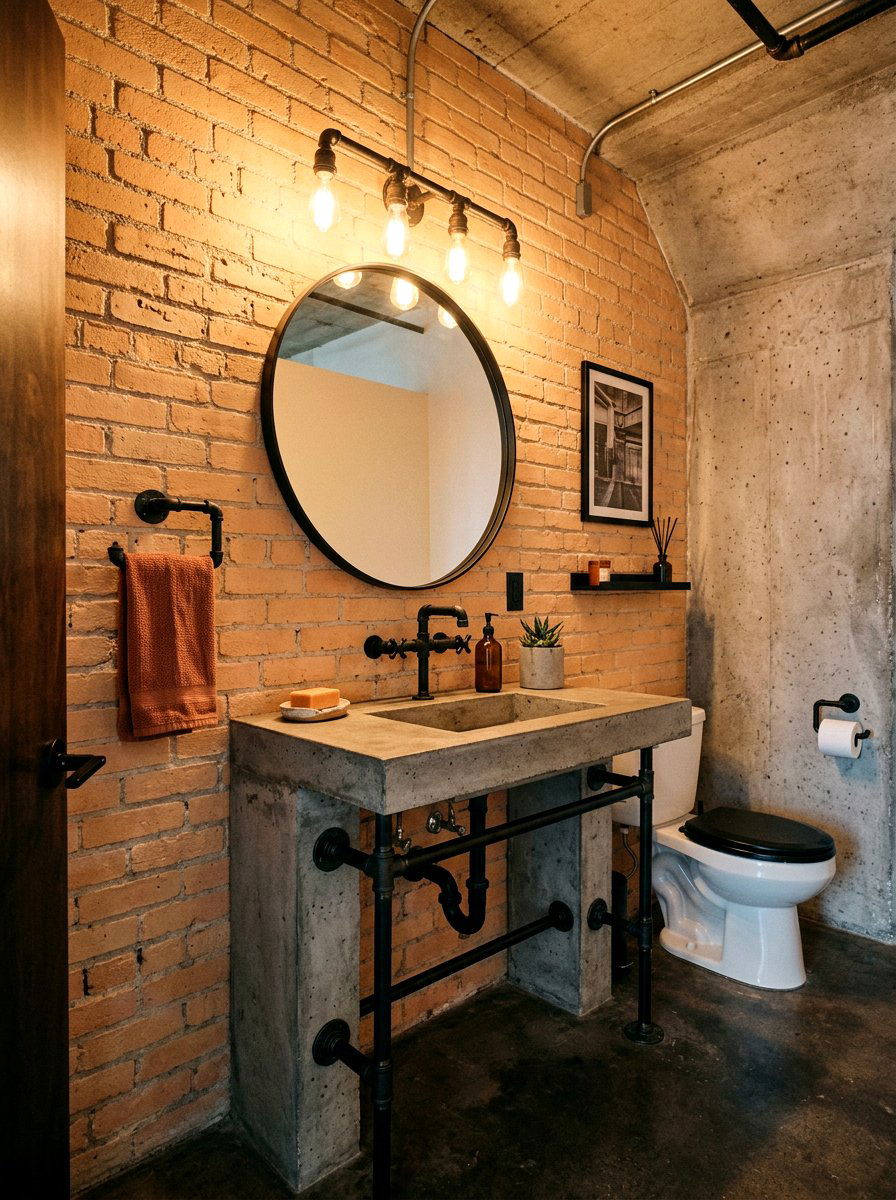 Industrial Apricot Powder Room - 30 apricot powder room ideas