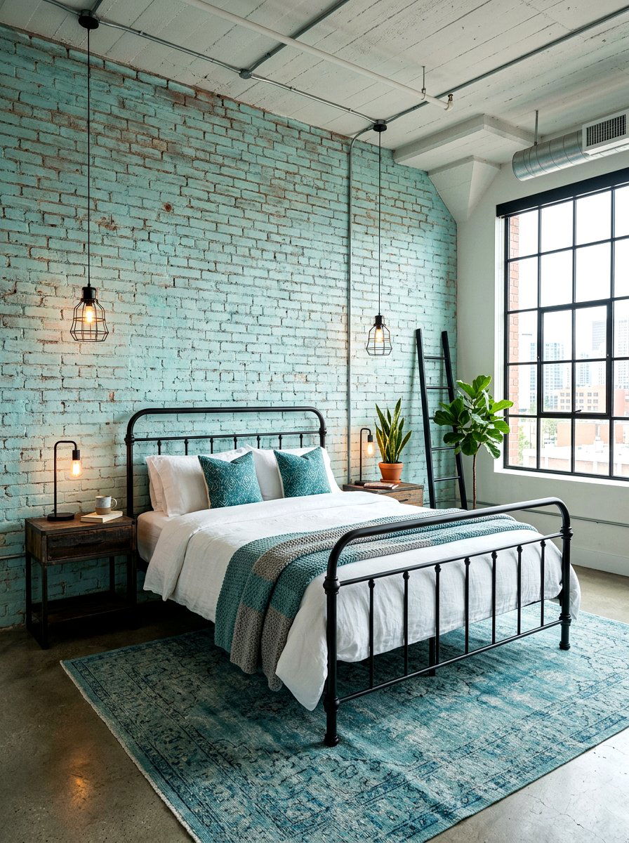 Industrial Aqua Bedroom - 30 aqua bedroom ideas
