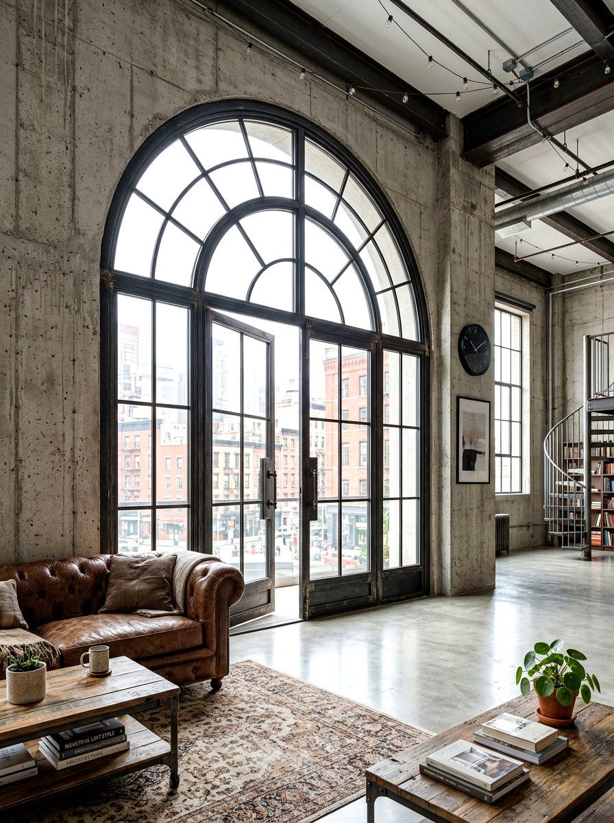 Industrial Arched Loft Door - 30 arched doorway ideas
