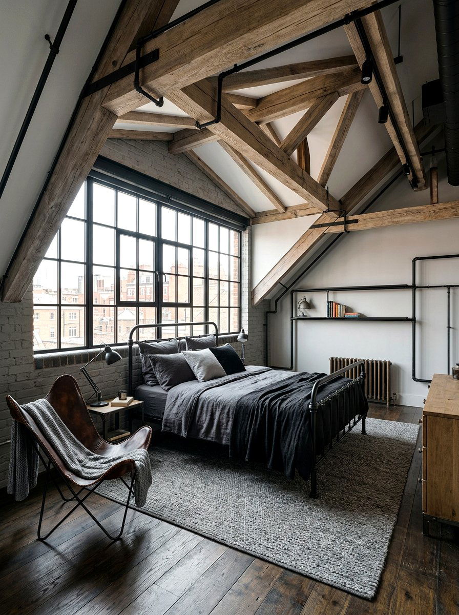Industrial Attic Bedroom - 30 attic bedroom ideas