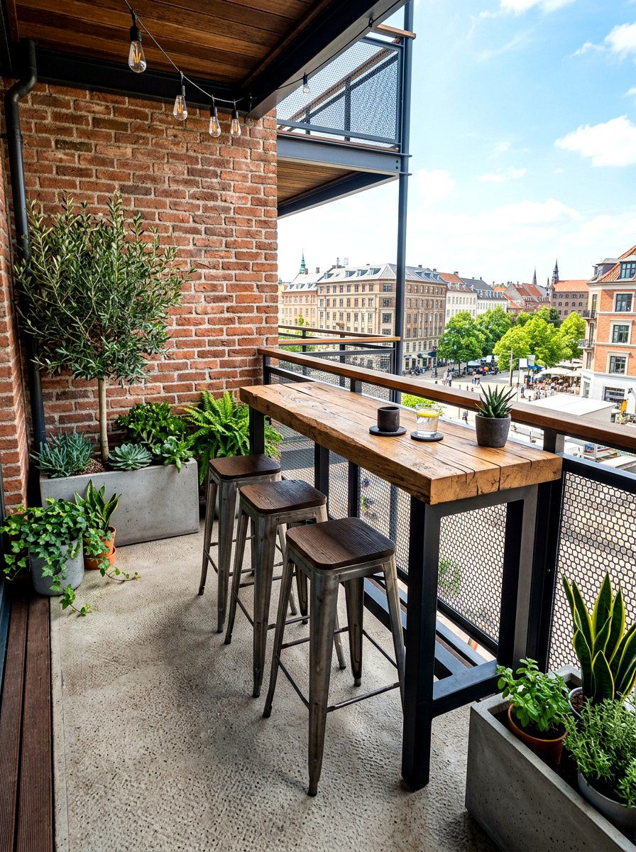 Industrial Balcony Furniture Style - 30 balcony cafe apartment ideas