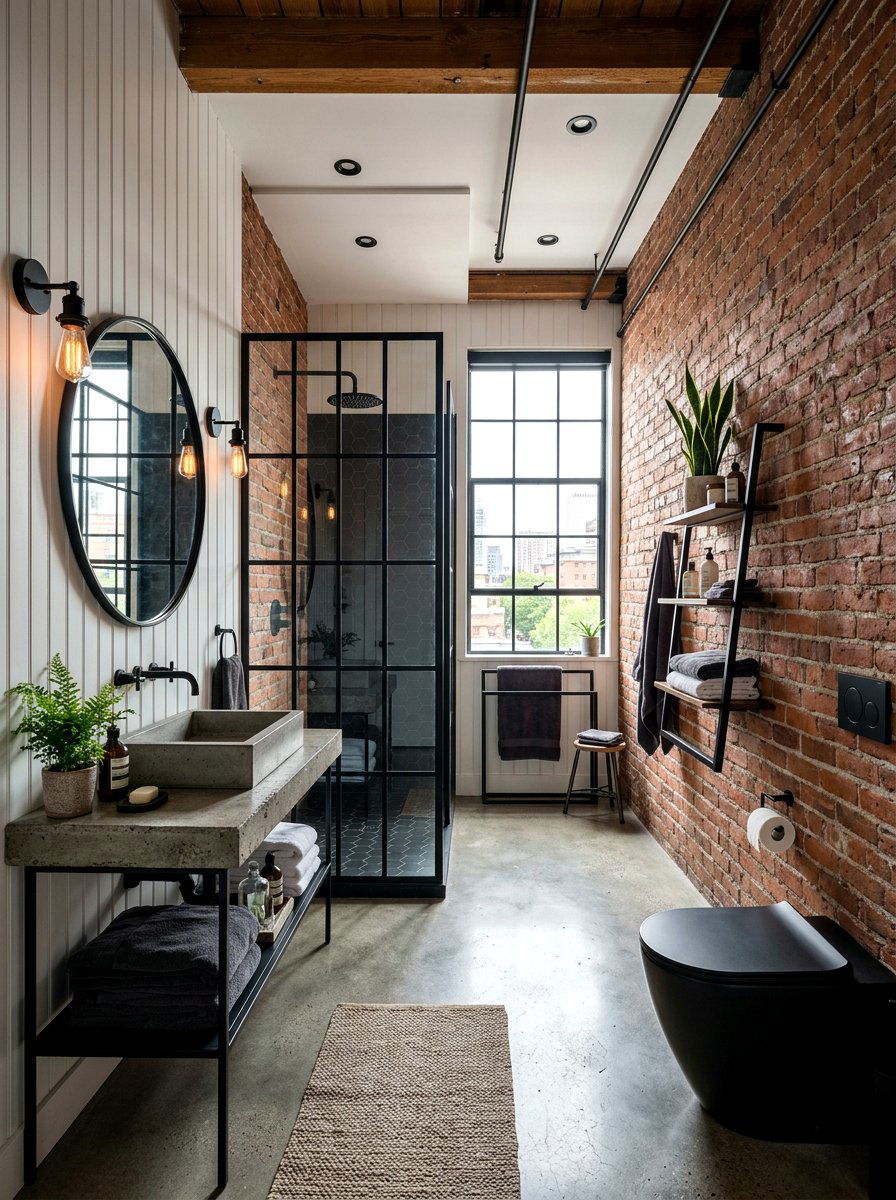 Industrial Bathroom Beadboard Accents - 30 beadboard bathroom ideas