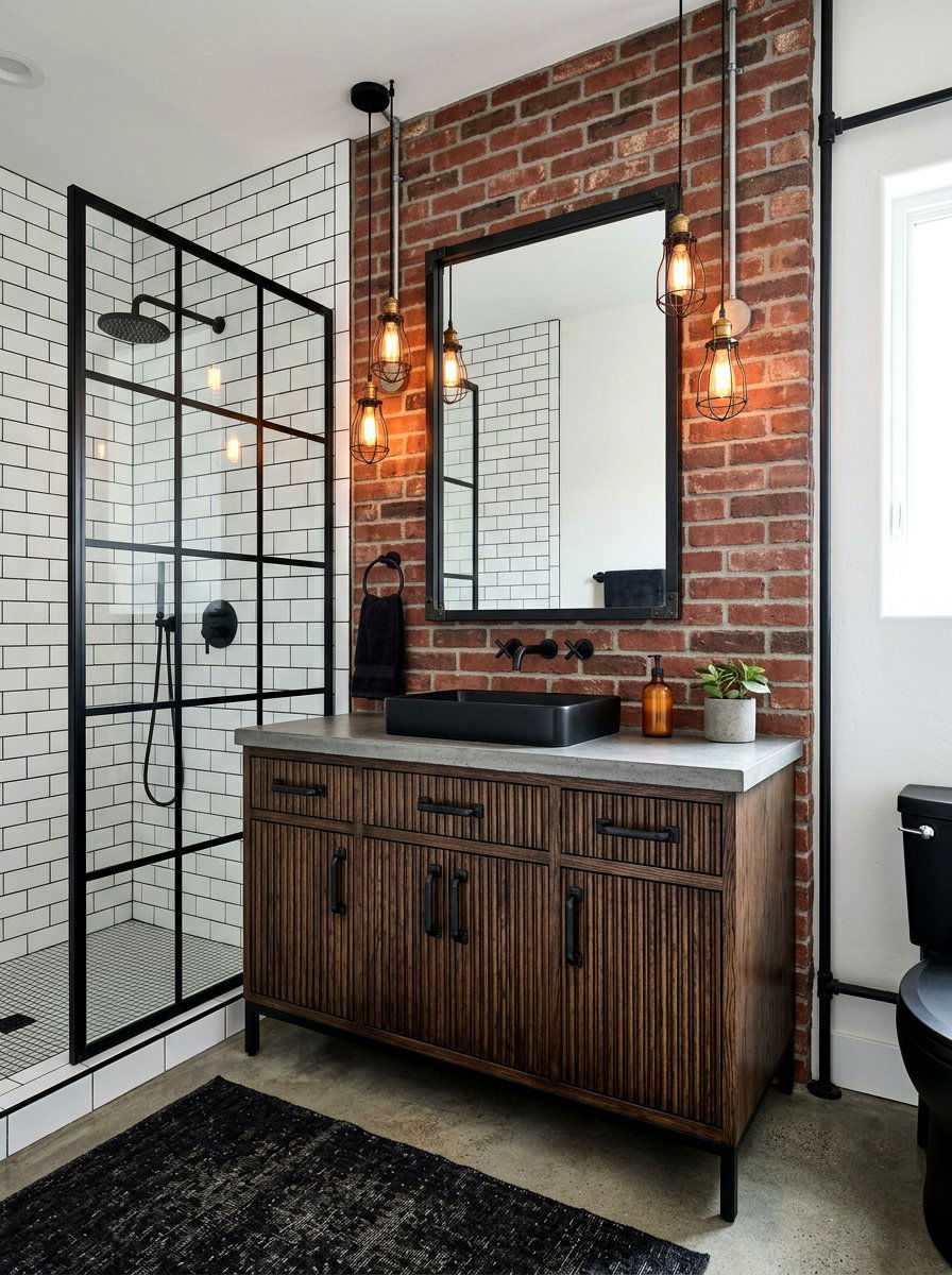 Industrial Bathroom Fluted Vanity - 30 fluted vanity bathroom ideas