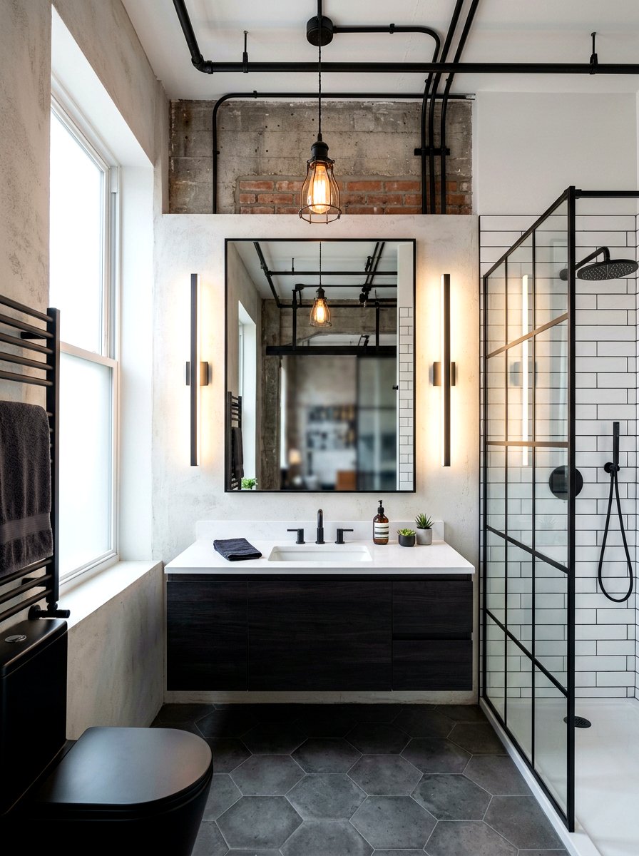 Industrial Bathroom Lighting - 30 modern bathroom ideas