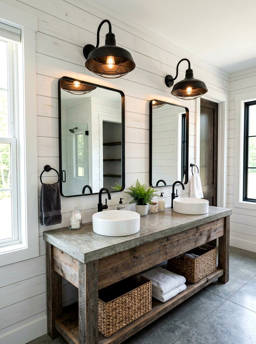 Industrial Bathroom Lighting - 30 farmhouse bathroom ideas