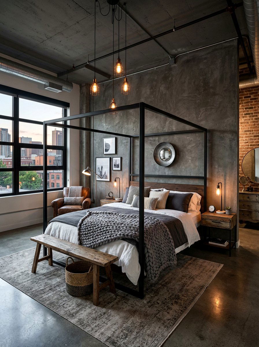 Industrial Bedroom Style - 30 moody bedroom ideas