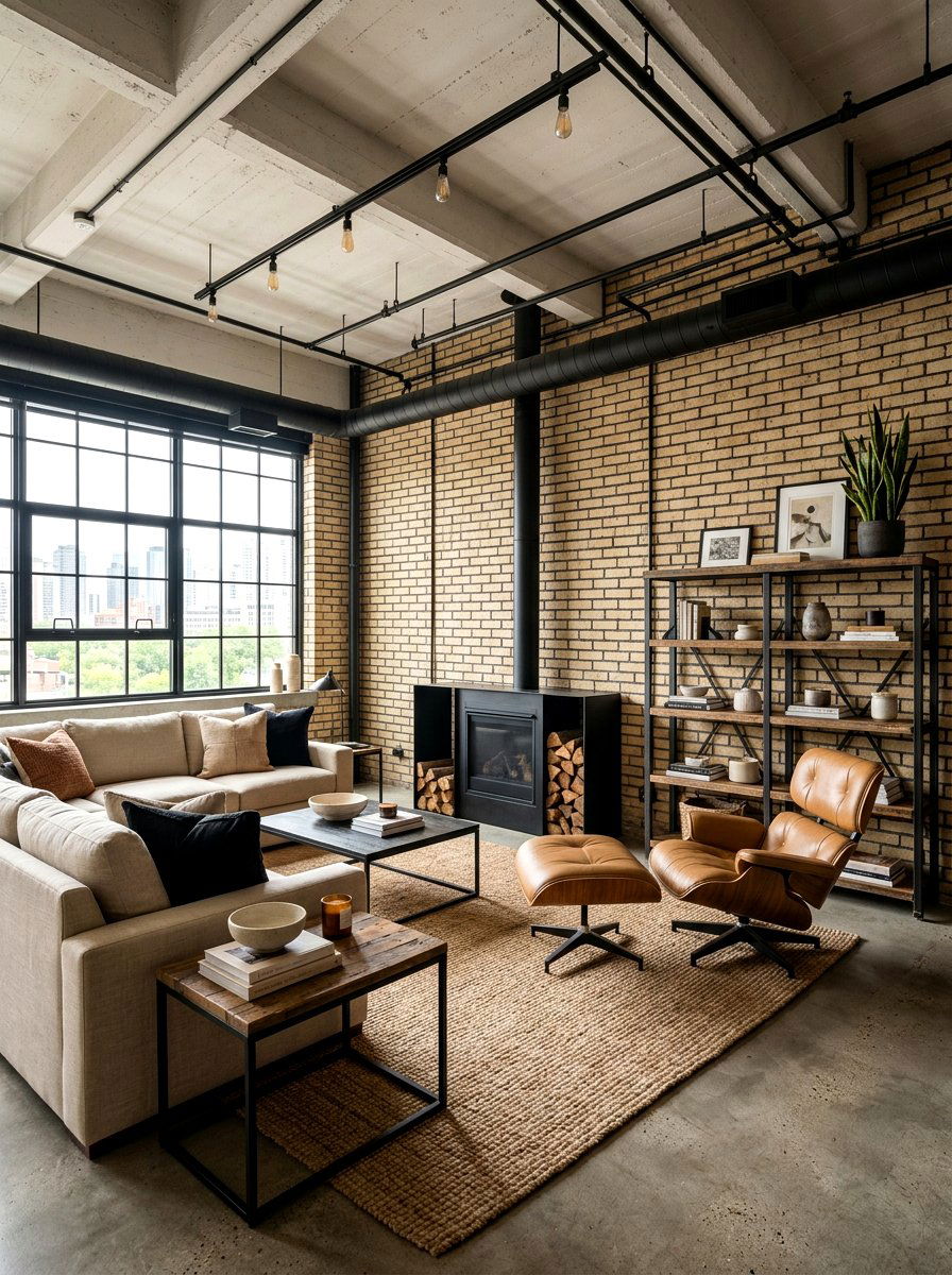 Industrial Black And Beige Living Room - 30 black and beige living room ideas