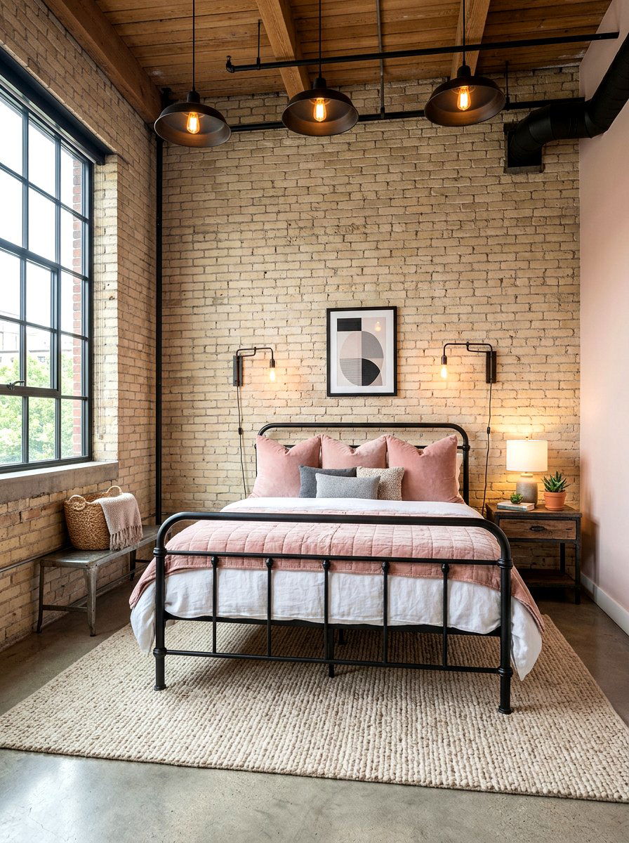 Industrial Blush Bedroom - 30 blush and beige bedroom ideas