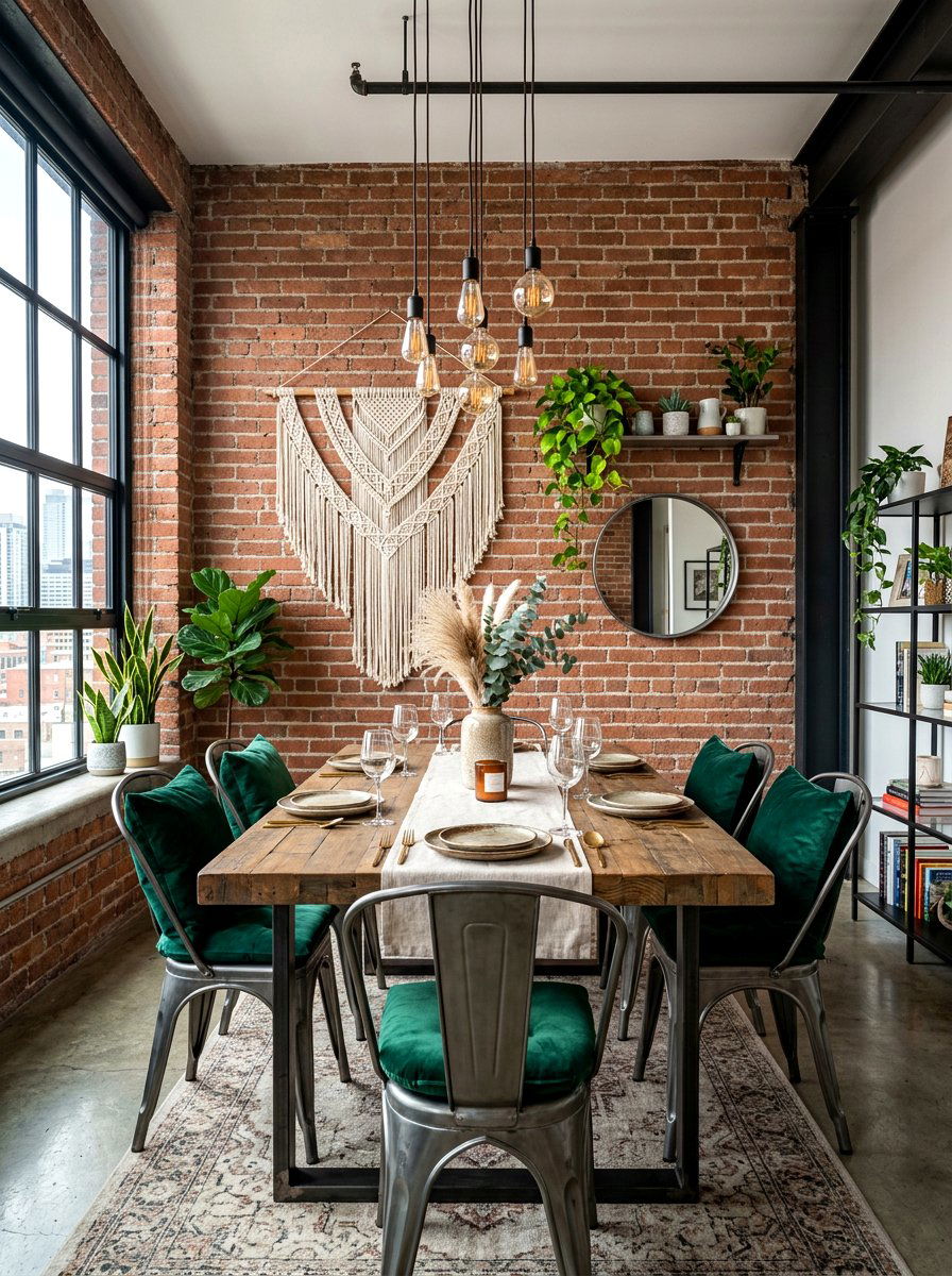 Industrial Boho Dining Room - 30 boho dining room ideas