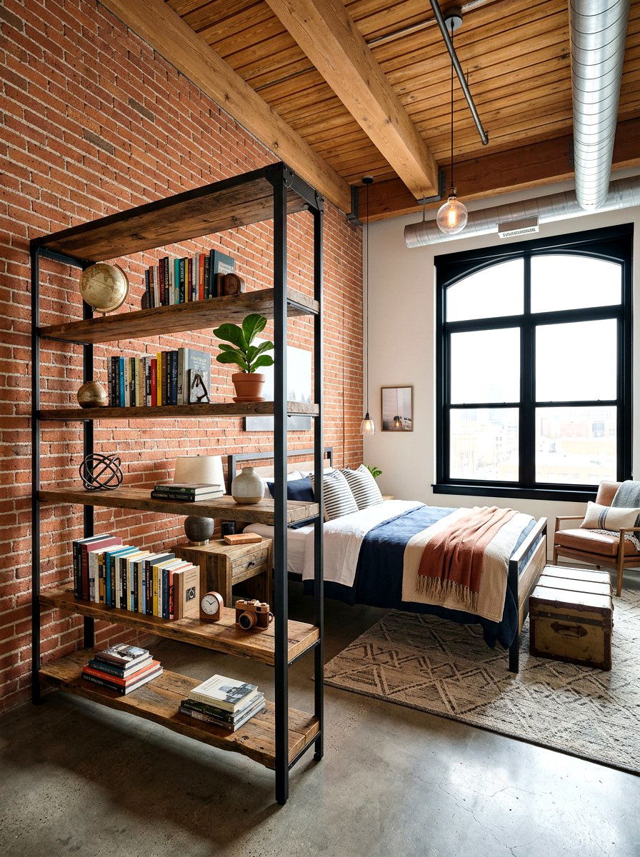 Industrial Bookshelf Unit - 30 childhood bedroom revival ideas