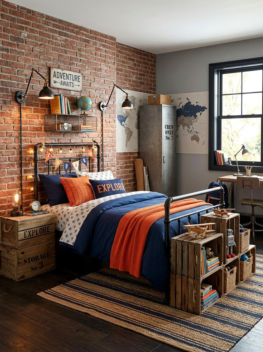 Industrial Boys Room - 30 aesthetic kids room ideas
