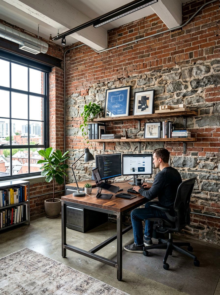 Industrial Brick And Stone Wall - 30 stone accent wall ideas