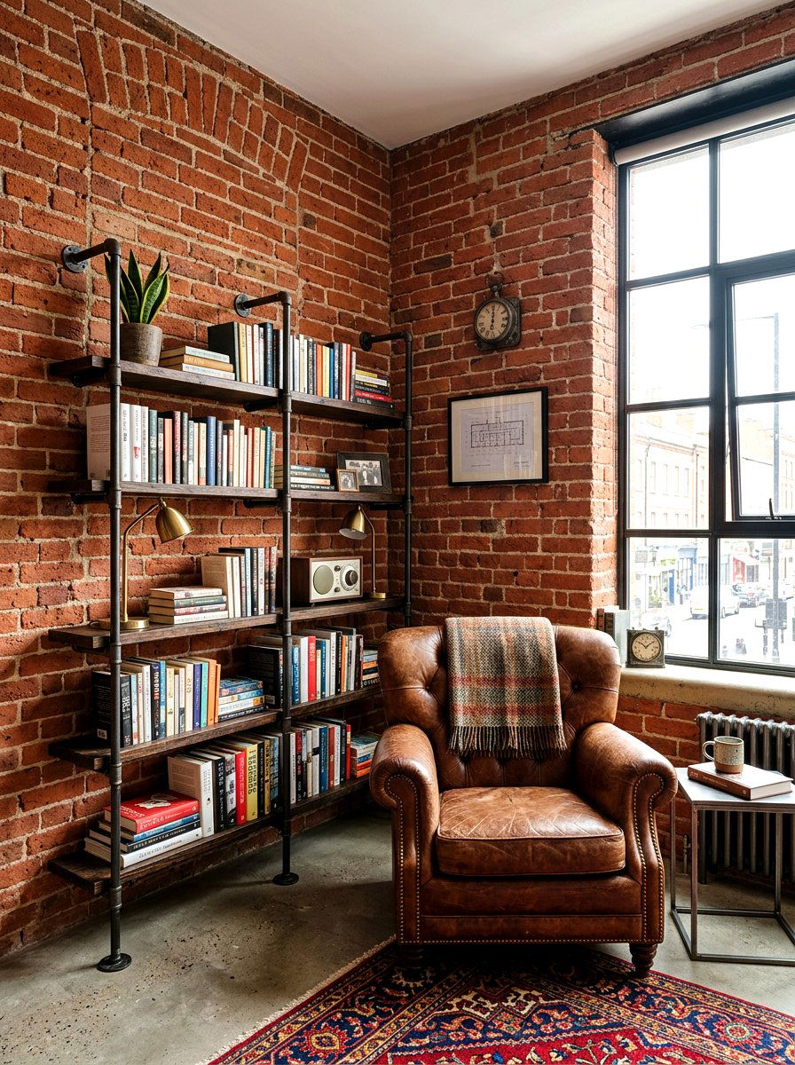 Industrial Brick Corner - 30 styled corner for photos ideas