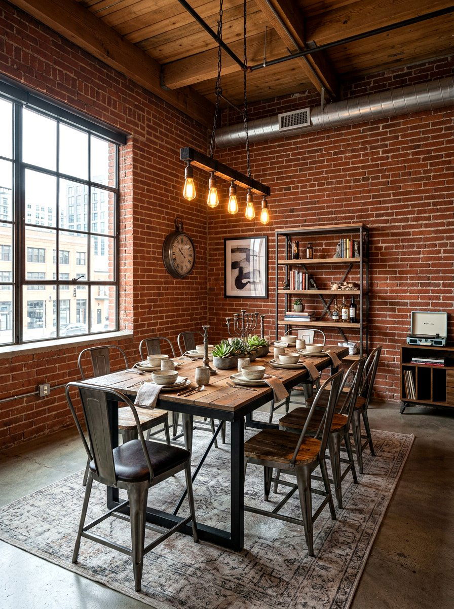 Industrial Brick Dining Room Wallpaper - 30 dining room wallpaper ideas