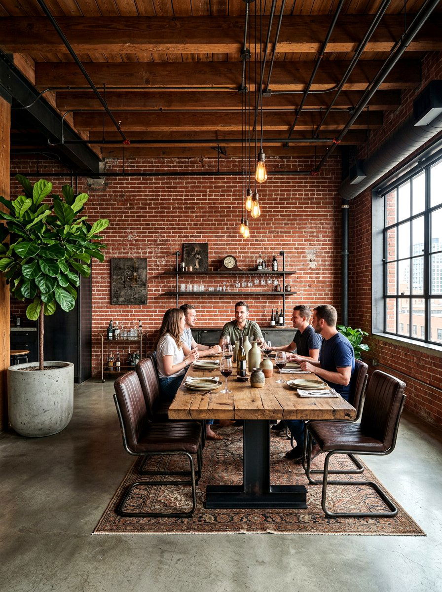 Industrial Brick Dining Room