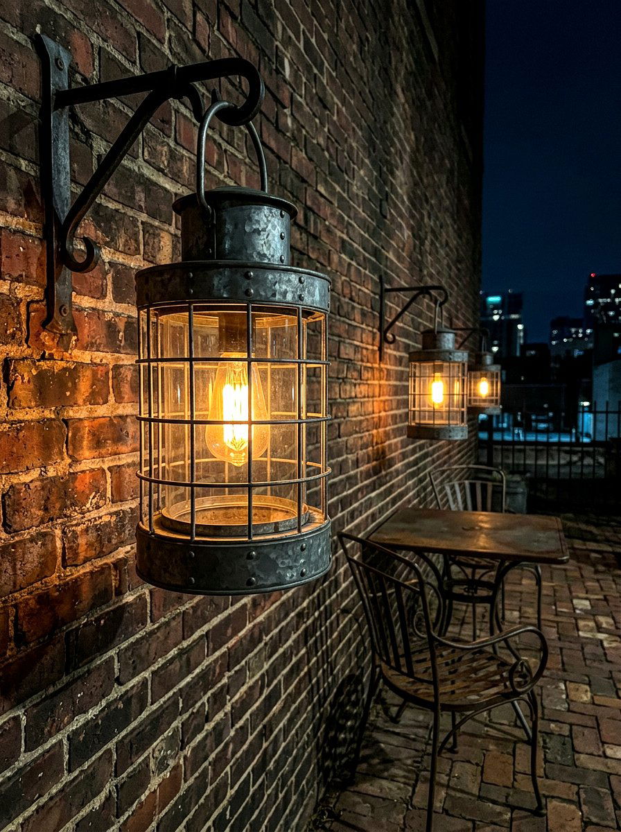 Industrial Brick Patio Lanterns - 30 outdoor candle lantern ideas