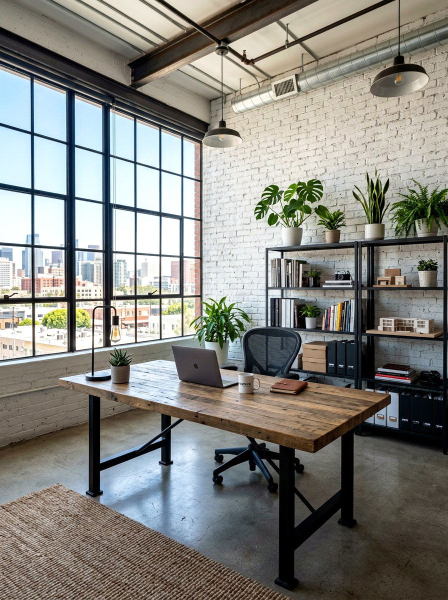 Industrial Brick Wallpaper - 30 office wallpaper ideas