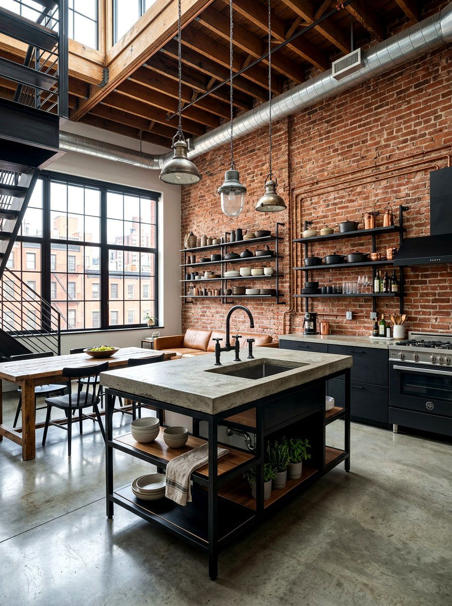 Industrial Bridge Faucet Concrete Countertop - 30 bridge faucet kitchen ideas