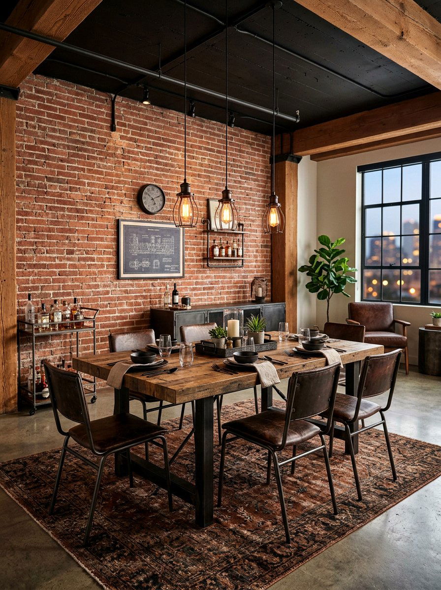 Industrial Brown Metal Dining Room - 30 brown dining room decor ideas