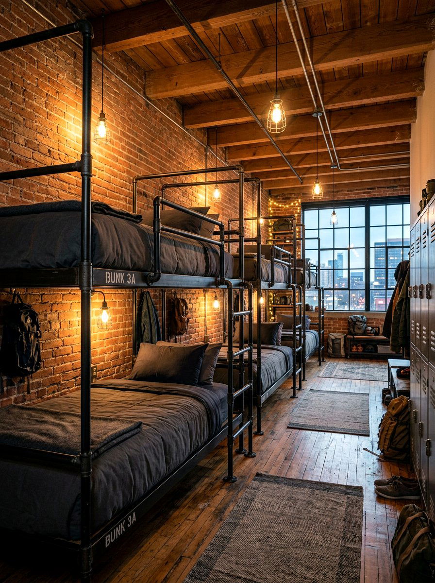 Industrial Bunk Room - 30 bunk room aesthetic ideas