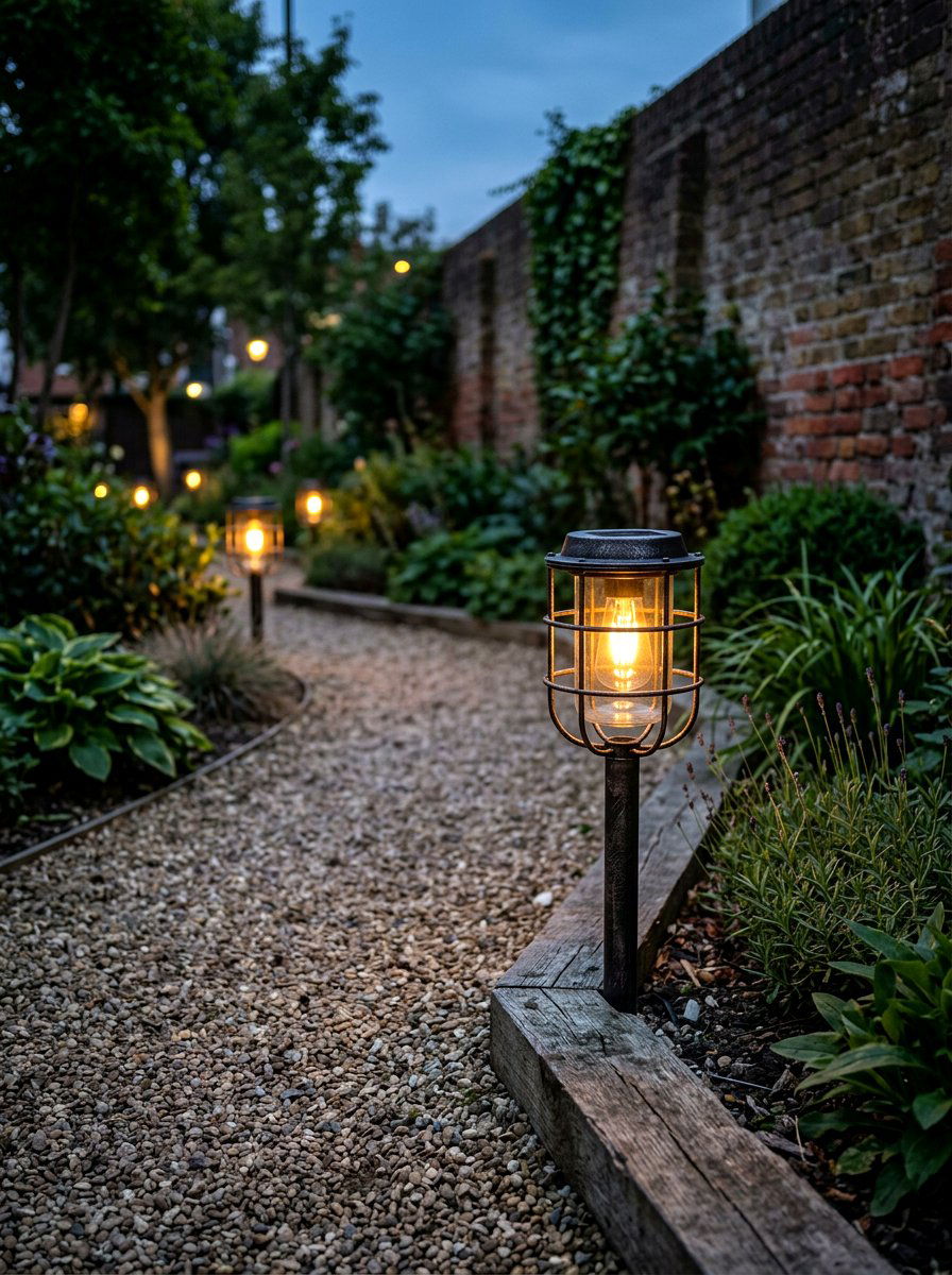 Industrial Cage Solar Path Lights - 30 solar path lantern ideas