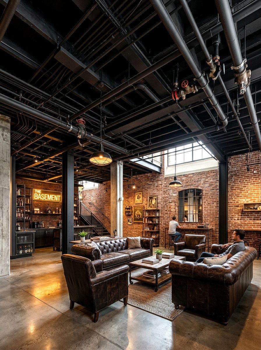 Industrial Ceiling Style - 30 low ceiling basement ideas